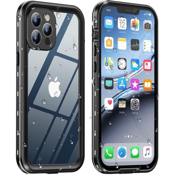 Design for iPhone 12 Pro Max Case Waterproof, Full Body Underwater Dustproof Shockproof Case Built-in Screen Protector - Clear