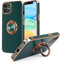 Design for iPhone 11 Case, Built-in 360° Rotatable Ring Holder Magnetic Kickstand Soft Silicone Ultra Slim Edge Plating Protective Cover 2019 6.1 Inch (Grey)