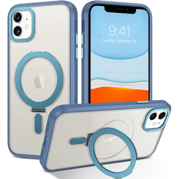 Design for iPhone 11 Magnetic Case with Invisible Stand [Compatible with Magsafe], Full Body Protective Cover Slim Shockproof Phone Case for Apple iPhone 11 6.1", Blue