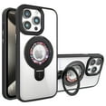 thumbnail image 1 of Design for iPhone 13, Built-in Invisible Loop Stand, Rotatable Magnetic Ring Kickstand, Compatible with Magsafe, Translucent Ultra Slim Military Grade Shockproof Case, Black, 1 of 14