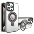 thumbnail image 1 of Design for iPhone 13, Built-in Invisible Loop Stand, Rotatable Magnetic Ring Kickstand, Compatible with Magsafe, Translucent Ultra Slim Military Grade Shockproof Case, Gray, 1 of 14