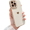 thumbnail image 1 of Design for iPhone 13 Pro Max 5g 6.7” Phone Case,Luxury Gold Plating Cute Love Heart Case with Camera Protection Soft Silicone Shockproof Cover Bumper with Side Heart Pattern(White), 1 of 11