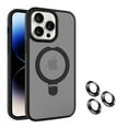 thumbnail image 1 of Design for iPhone 15 Case, Translucent with Stand [Camera Lens Protector] [Compatible with MagSafe] Anti-Scratch Non-Yellowing Slim Magnetic Ring Holder Case for iPhone 15, Black, 1 of 10