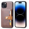 thumbnail image 1 of Design for iPhone 15 Plus Case Luxury Faux Leather Case Magnetic Buckle Wallet Stand Function Card Case, Slim Fit Design, Retro Business Style Phone Case for iPhone 15 Plus - Coffee, 1 of 6