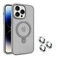 thumbnail image 1 of Design for iPhone 15 Pro Case, Translucent with Stand [Camera Lens Protector] [Compatible with MagSafe] Anti-Scratch Non-Yellowing Slim Magnetic Ring Holder Case for iPhone 15 Pro, Gray, 1 of 10