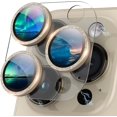 thumbnail image 1 of Design for iPhone 15 Pro/iPhone 15 Pro Max Camera Lens Protector Glitter, [Full Coverage] [HD Night Shooting] 9H Tempered Glass Clear Screen Camera Cover for iPhone 15 Pro Max Gold, 1 of 7