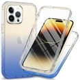 thumbnail image 1 of Design for iPhone 16 Pro 2-in-1 Case, With Built-in Screen Protector Transparent Slim Back Cover Shockproof Rugged Heavy Duty Bumper Full Protective Anti-fall Phone Case Cover,Blue, 1 of 6