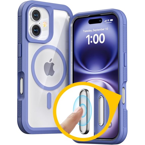 Design for iPhone 16 Pro Max  Case with Camera Control Capture Button, [Compatible with MagSafe], Heavy Duty Shockproof Protection, Transparent Magnetic Phone Case for iPhone 16 Pro Max Case