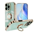 thumbnail image 1 of Design for iPhone 16 Pro Max Case, Soft TPU Edge Plating 360 Degree Rotation Ring Holder Kickstand Protective Anti-Scratch Cover Magnetic Work with Car for iPhone 16 Pro Max, Mint, 1 of 5