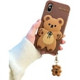 thumbnail image 1 of Design for iPhone X & iPhone Xs Case 3D Cartoon Animal Character Soft Silicone Kawaii Girls Women Teenager Shockproof Rubber Cover (2018, 5.8”) (with Small Bear Pendant), 1 of 8