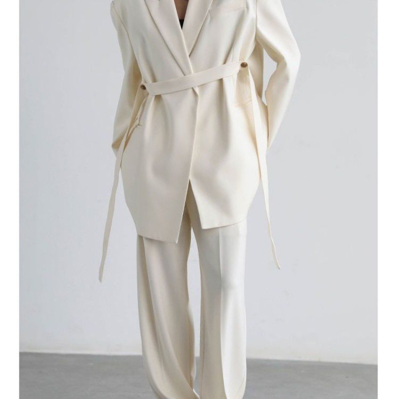 Design sense small suit 2024 autumn long streamer slim loose fashion