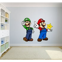 Design with Vinyl Mario and Luigi Super Mario Bros One Up Star Character Wall Stickers