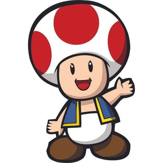 Design with Vinyl Toad Mushroom Happy Waving Super Mario Bros Arcade Game Wall Sticker