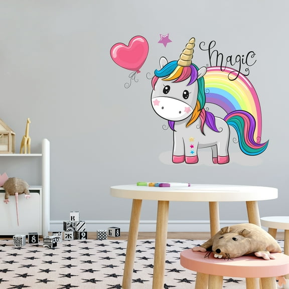 Design with Vinyl-Unicorn Magic Peel and Stick Giant Wall Decals-Kids Cartoon Wall Stickers for Nursery, playroom, Classroom Decor-Size : 30" x 24"