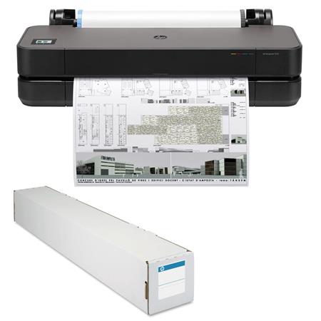 DesignJet T210 24" Wireless Large Format Color Inkjet Plotter Printer with 2-Year Warranty, Bundle with 24"x150' Universal Matte Bond Inkjet Paper