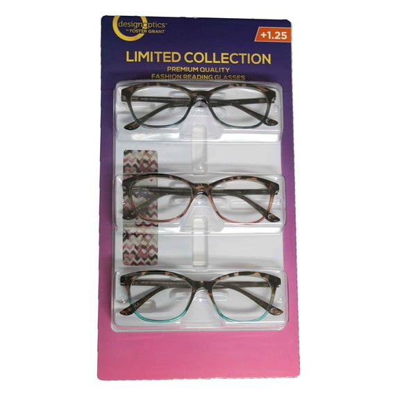 DesignOptics by Foster Grant Limited Collection Fashion Reading Glasses +1.25