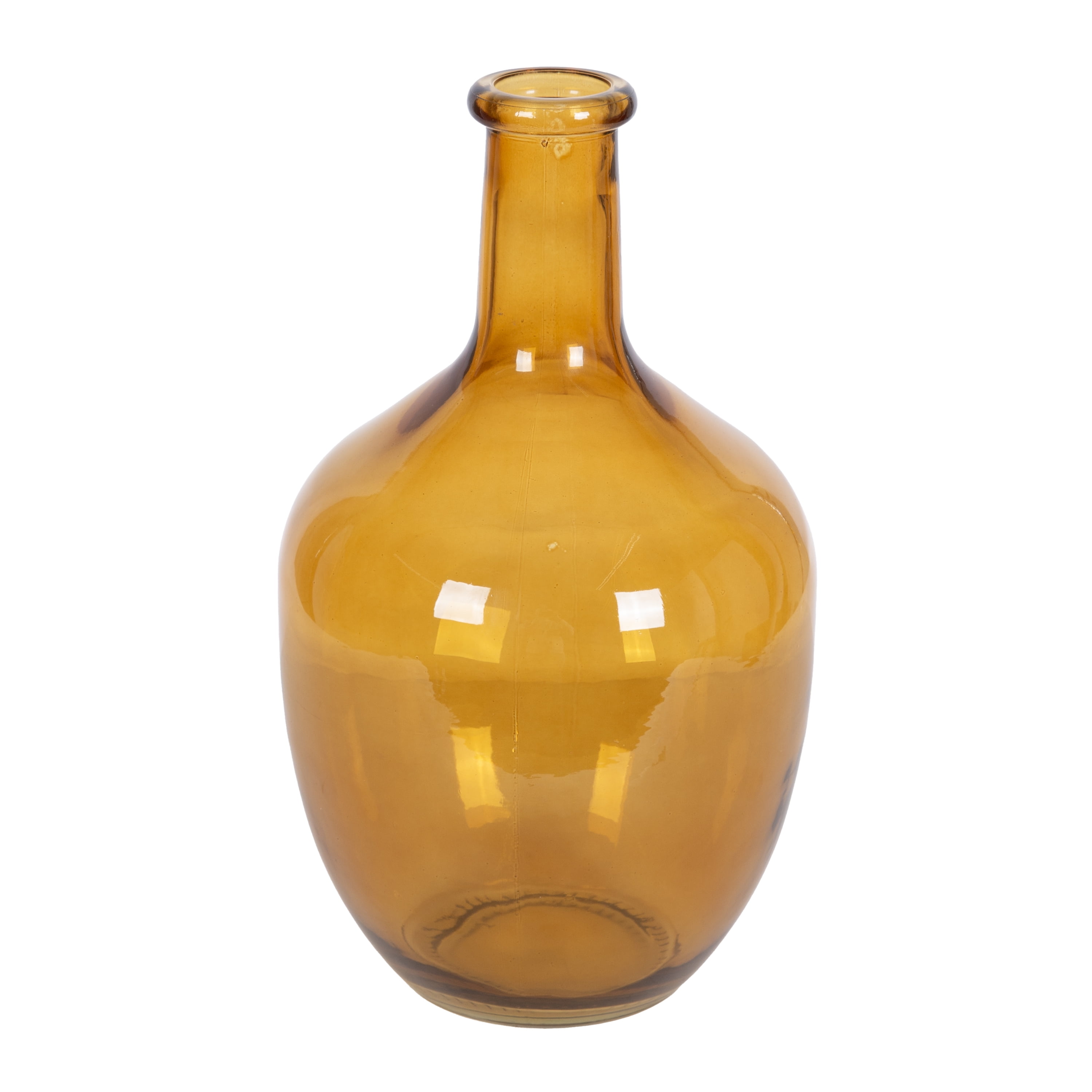 12" High Amber Translucent Glass Indoor Tabletop Vase by Home Decor Collection