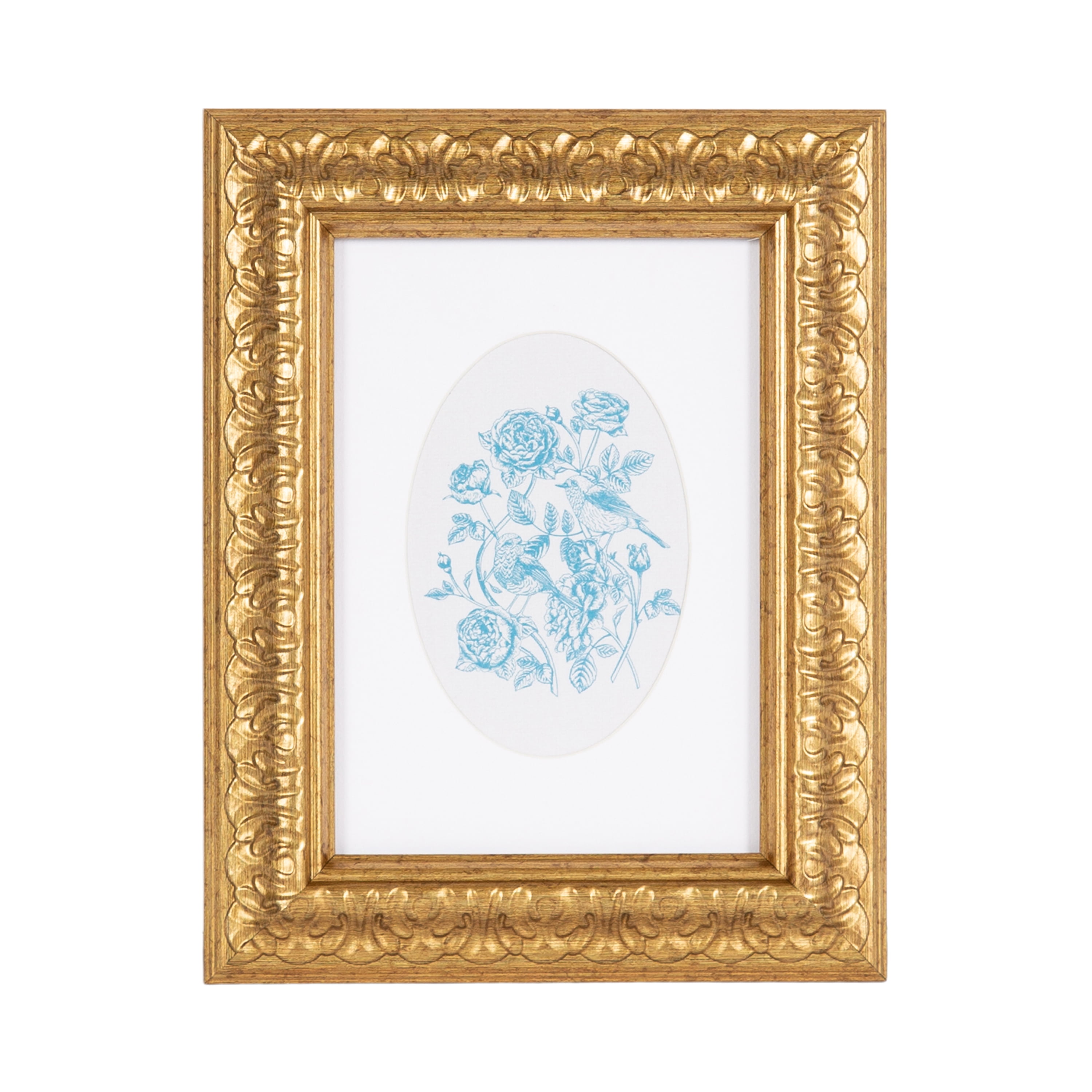 DesignOvation – 3.5x5 Picture Frame – Ornate Antique Gold Tabletop Photo Frame