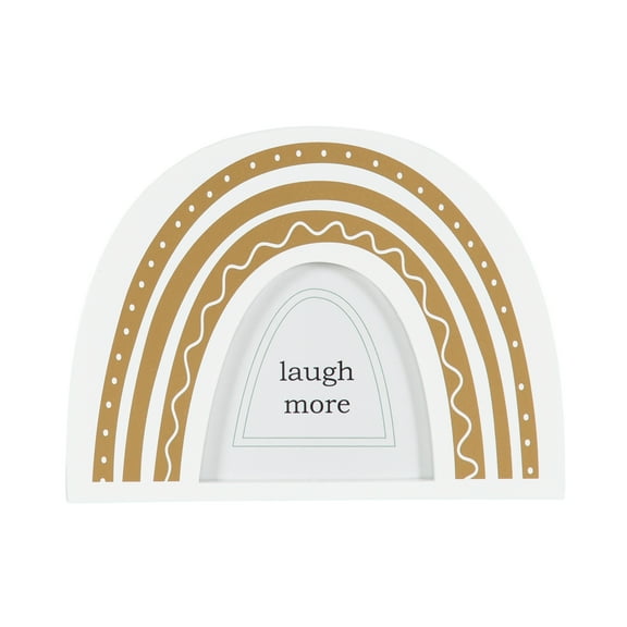 DesignOvation 4x4 Rainbow Arch White and Gold Decorative Tabletop Picture Frame