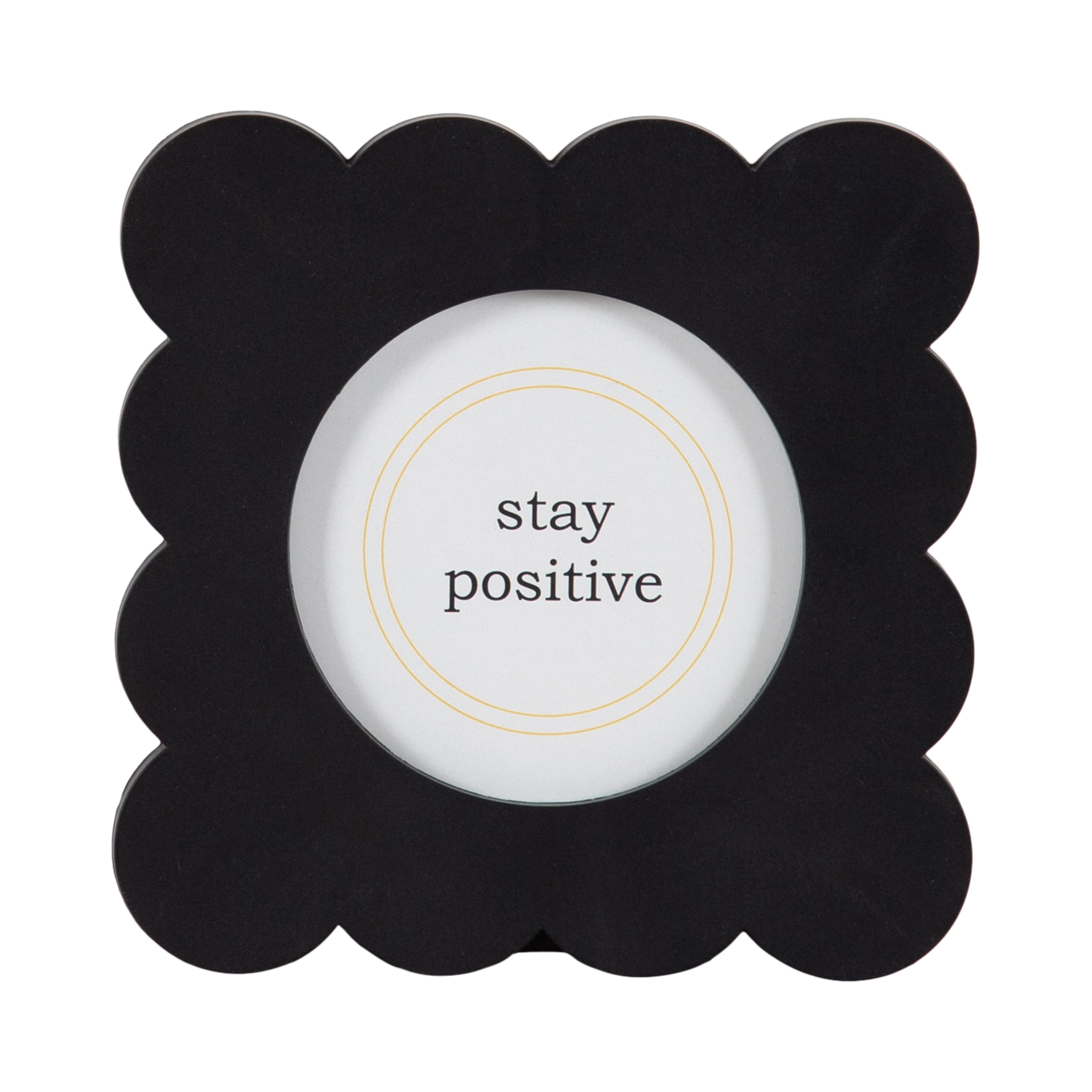 DesignOvation 4x4 Scalloped Black Decorative Tabletop Picture Frame