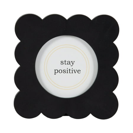 DesignOvation 4x4 Scalloped Black Decorative Tabletop Picture Frame