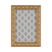 DesignOvation   4x6 Picture Frame   Slim Ornate Antique Gold Tabletop Photo Frame