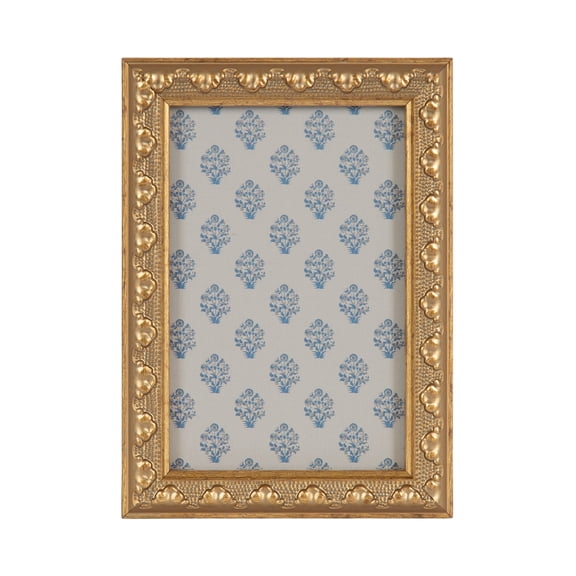 DesignOvation – 4x6 Picture Frame – Slim Ornate Antique Gold Tabletop Photo Frame