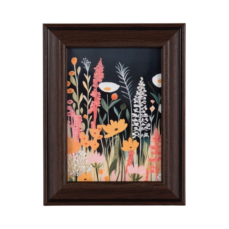 風景画 ダークブラウンフレーム 約30cm x 20cm DesignOvation 5x7 Cherry/Black Decorative Tabletop Picture Frame