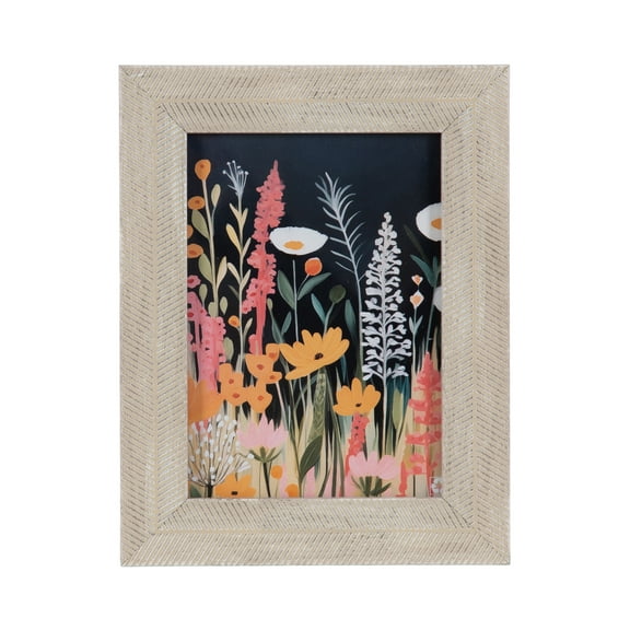 DesignOvation 5x7 Chevron Distresssed White/Natural Decorative Tabletop Picture Frame