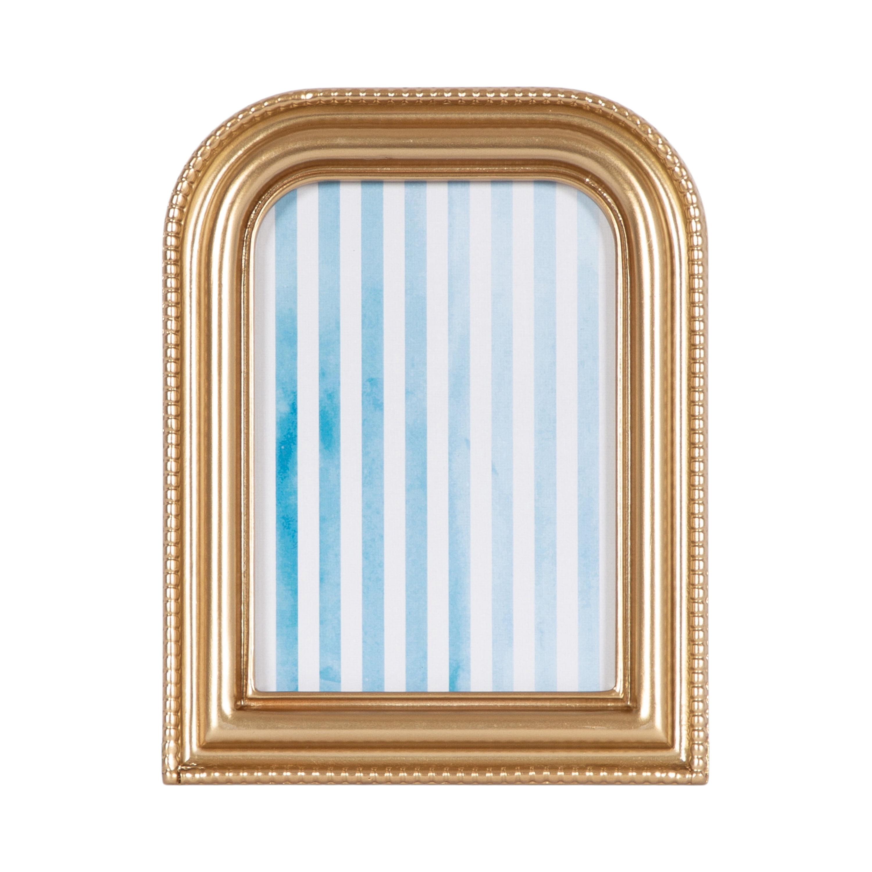 DesignOvation – 5x7 Picture Frame – Beaded Arch Gold Tabletop Photo Frame