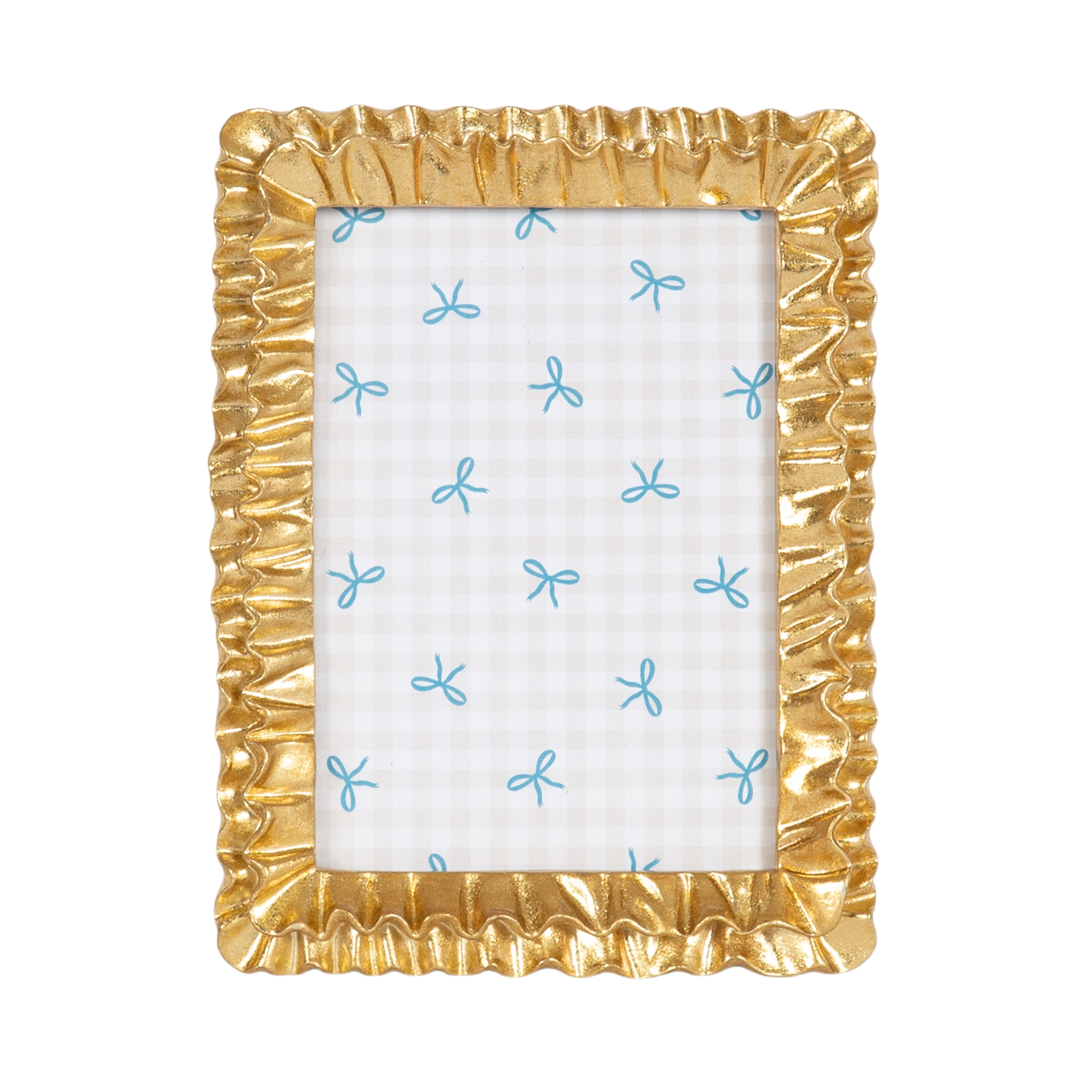 DesignOvation – 5x7 Picture Frame – Scalloped Gold Tabletop Photo Frame