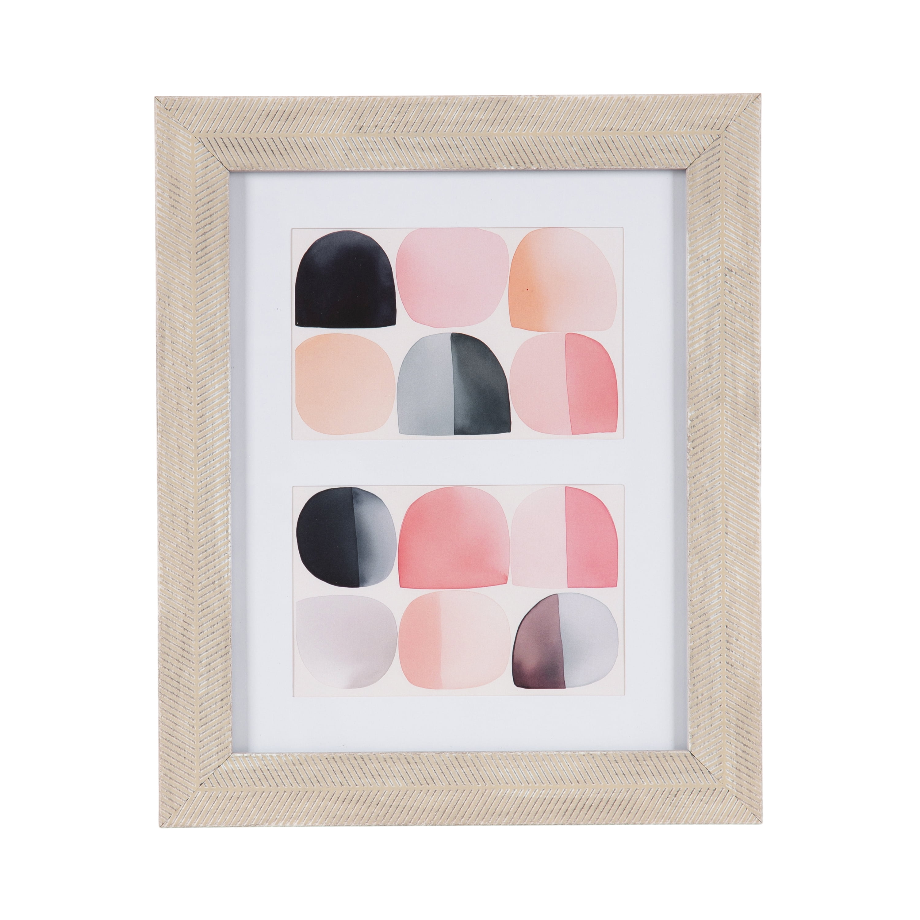 DesignOvation 8x10 Matted for (2) 4x6 Chevron Distresssed White/Natural Decorative Tabletop Picture Frame
