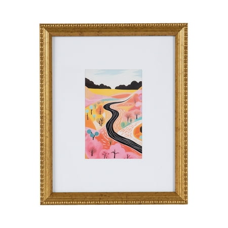 DesignOvation 8x10 Matted for 4x6 Beaded Gold Decorative Tabletop Picture Frame
