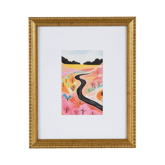 DesignOvation 8x10 Matted for 4x6 Beaded Gold Decorative Tabletop Picture Frame