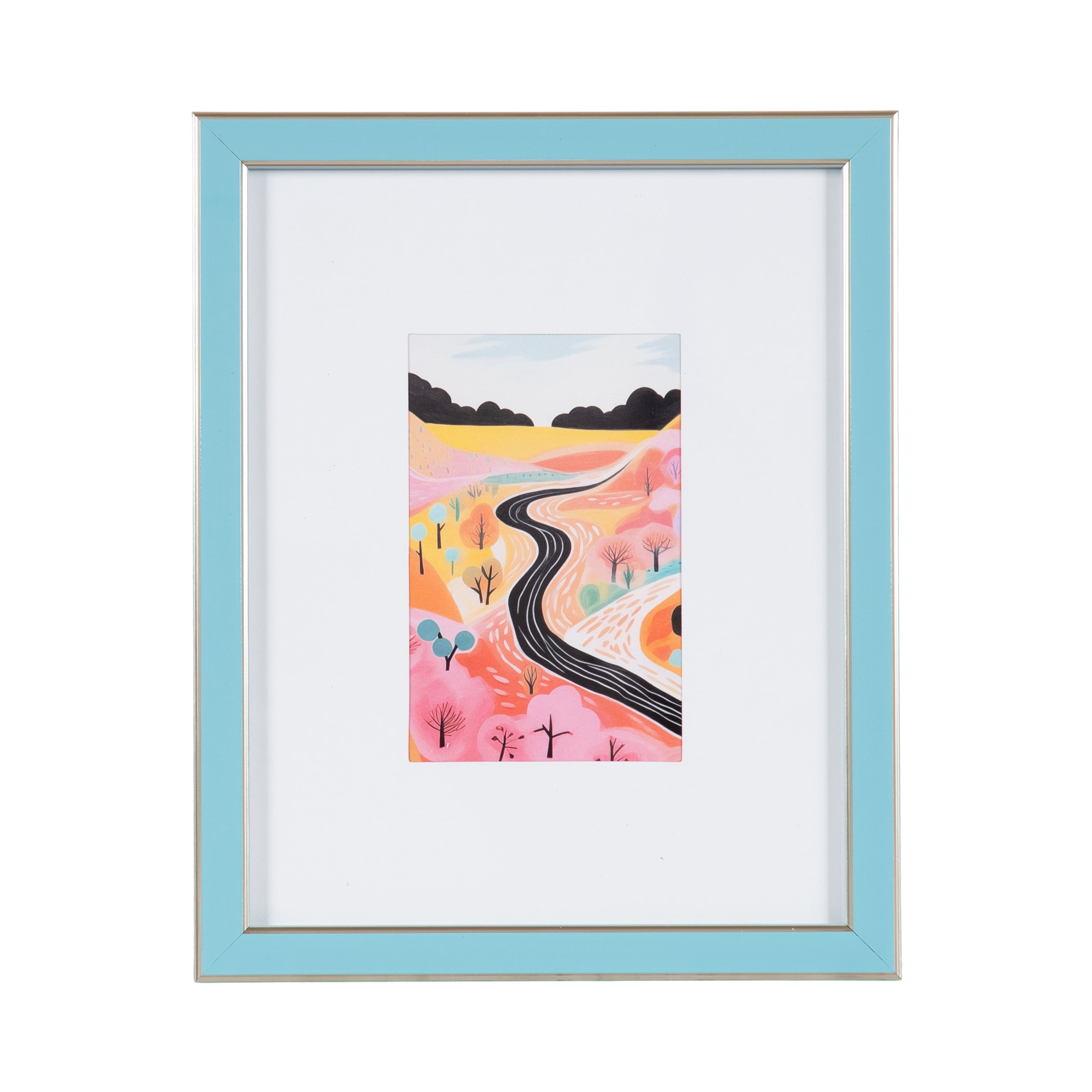 DesignOvation 8x10 Matted for 4x6 Blue/Champagne Decorative Tabletop Picture Frame