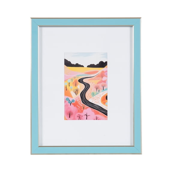 DesignOvation 8x10 Matted for 4x6 Blue/Champagne Decorative Tabletop Picture Frame
