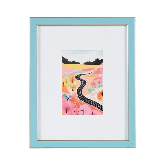 DesignOvation 8x10 Matted for 4x6 Blue/Champagne Decorative Tabletop Picture Frame