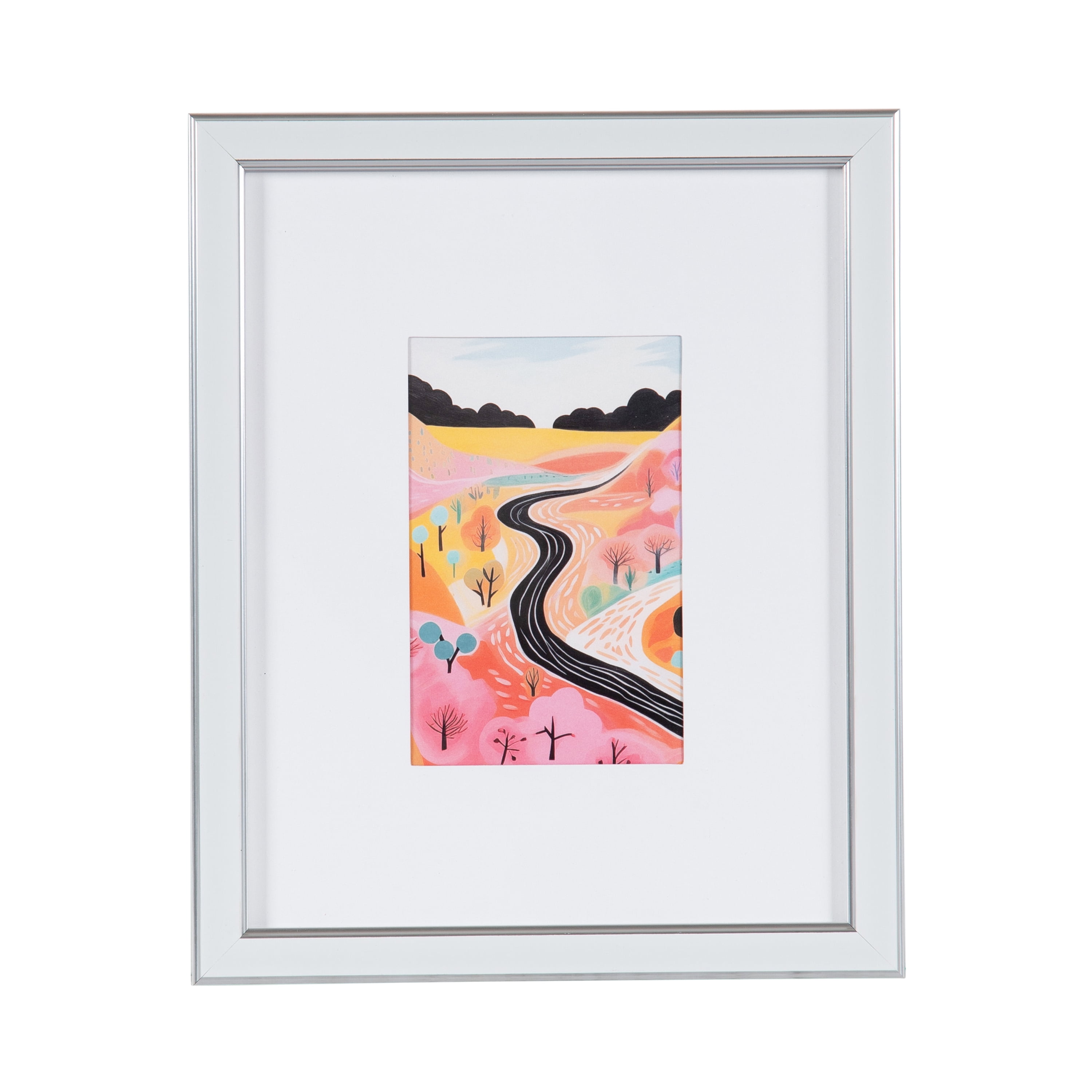 DesignOvation 8x10 Matted for 4x6 White/Silver Decorative Tabletop Picture Frame