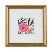 DesignOvation 8x8 Matted for 4x4 Beaded Gold Decorative Tabletop Picture Frame
