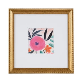 DesignOvation 8x8 Matted for 4x4 Beaded Gold Decorative Tabletop Picture Frame
