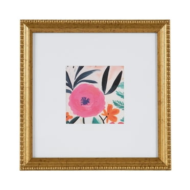 DesignOvation 8x8 Matted for 4x4 Beaded Gold Decorative Tabletop Picture Frame