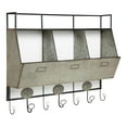 thumbnail image 1 of Kate and Laurel Arnica Antique White Wood and Metal Wall Storage Pockets with Hooks, 1 of 6