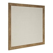 DesignOvation Beatrice Square Linen Fabric Pinboard, 31 x 31, Rustic Brown, Wooden Wall Organizer