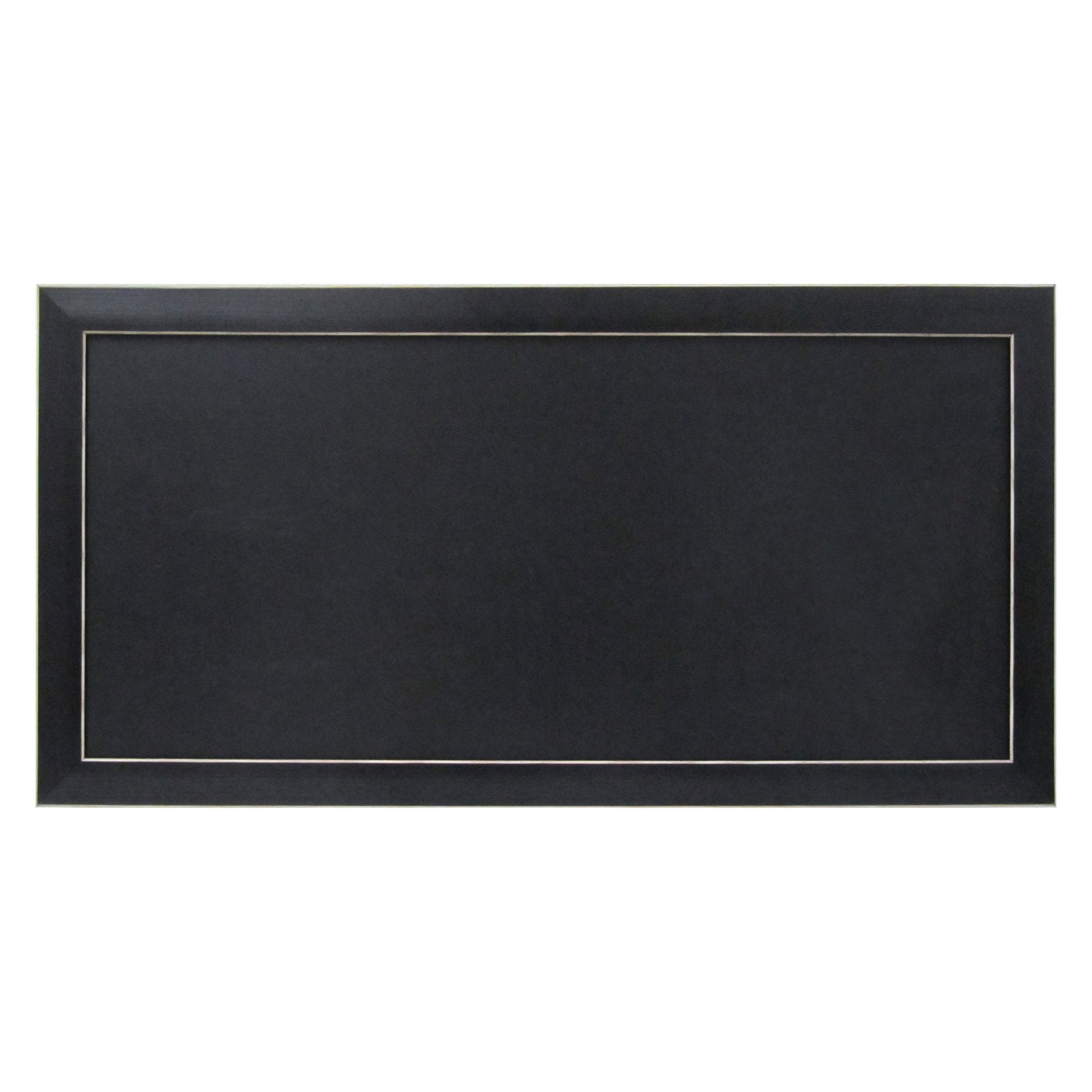 Black Framed Magnetic Chalkboard with Thin White Accent, 13 x 26