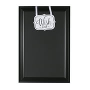 DesignOvation Bosc Wall Mounted Decorative Framed Magnetic Chalkboard, Black with Wish List Hanging Expression Plaque