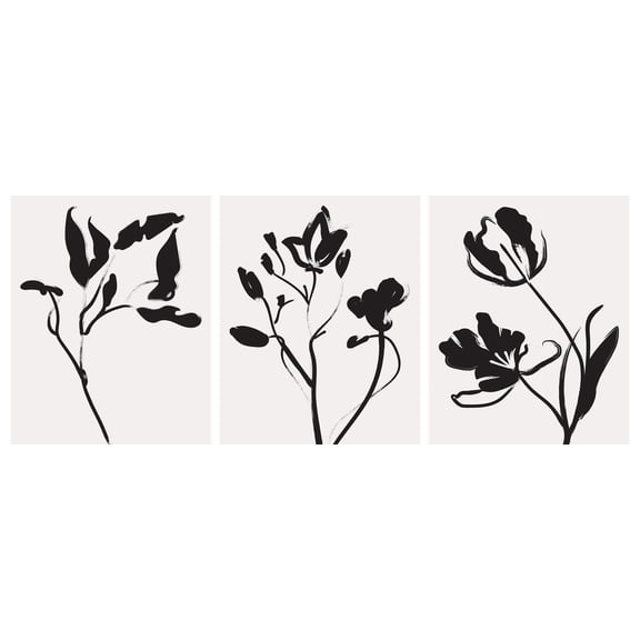 DesignOvation Botanicals Black and White Unframed Art Prints 8” x 10” Set of 3 by The Creative Bunch Studio