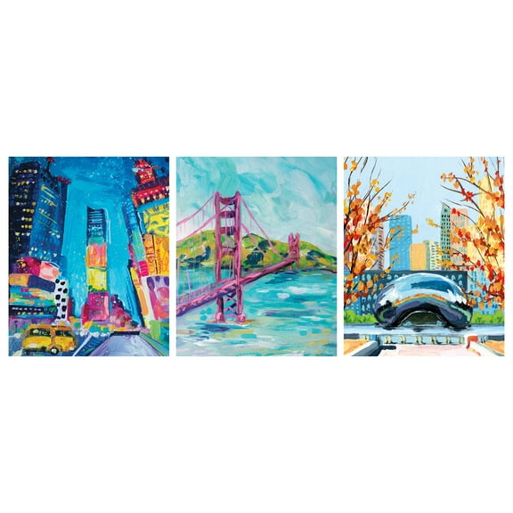 DesignOvation City Brights Unframed Art Prints 8” x 10” Set of 3 by Rachel Christopoulos