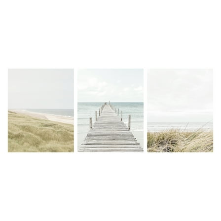 DesignOvation Coastal Beach Unframed Art Prints 11 x 14 Set of 3 by Amy Peterson and The Creative Bunch Studio