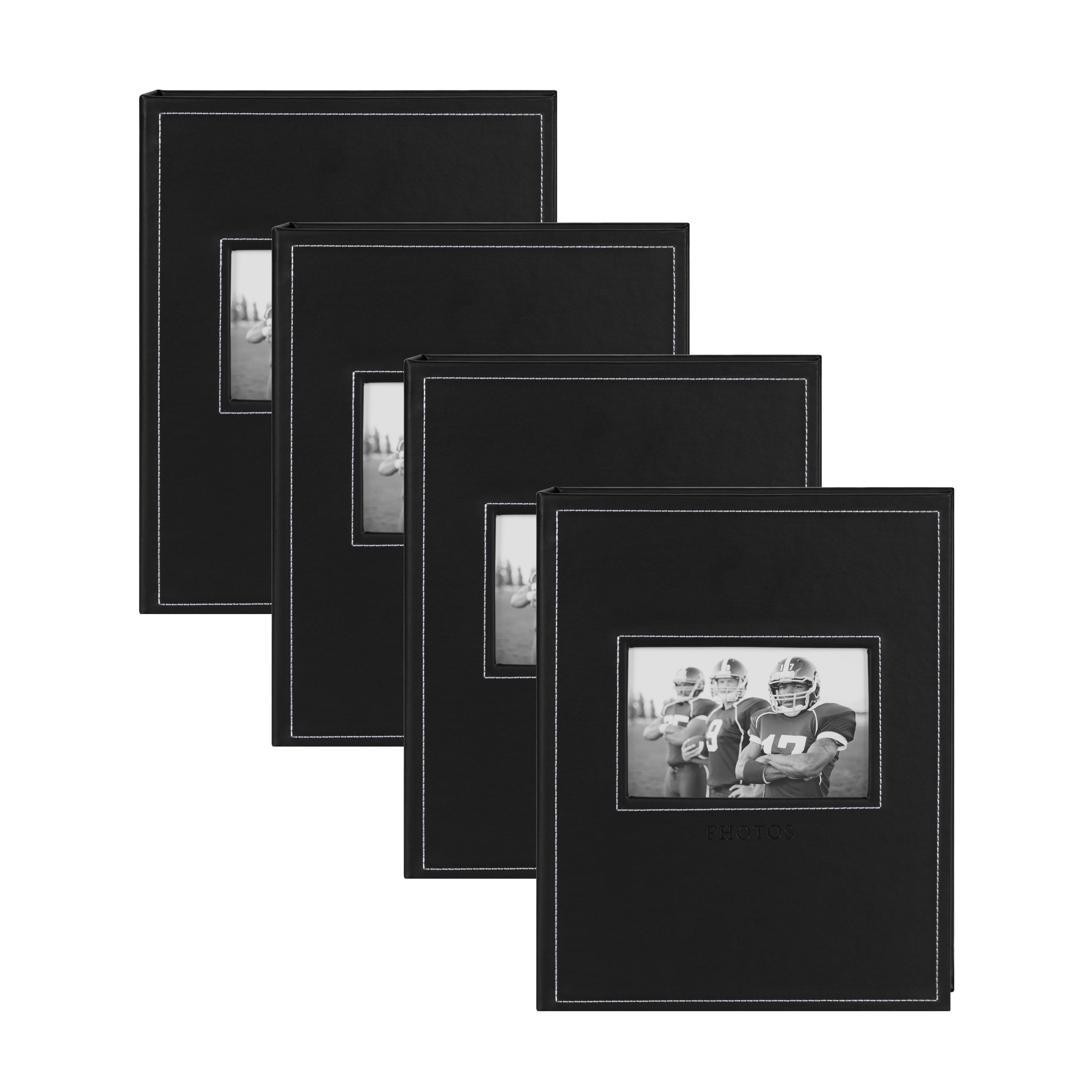 Black Faux Leather Debossed Photo Album Set, 11.8" x 9.5"