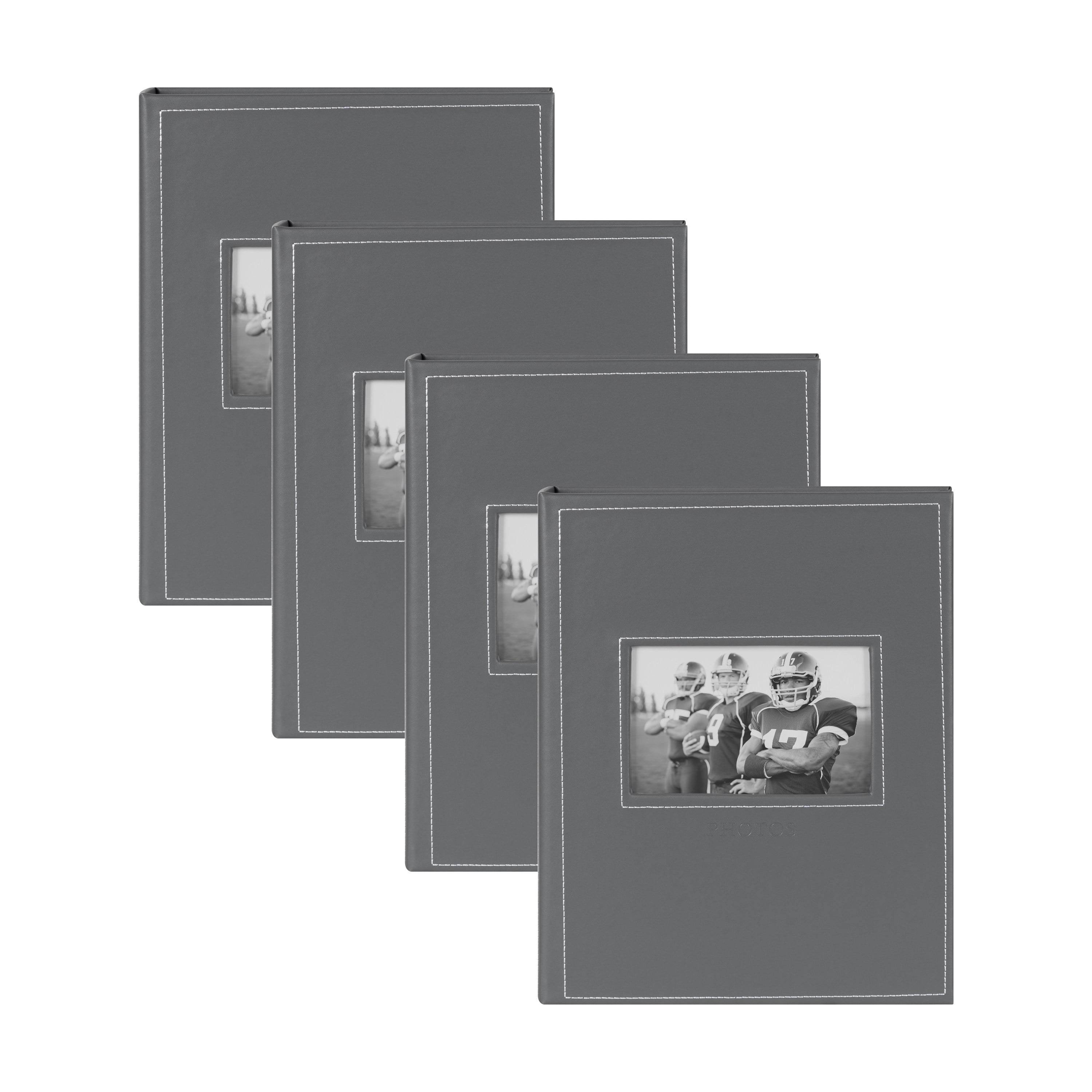 Gray Faux Leather Debossed Photo Album Set, 11.75" x 9.5"